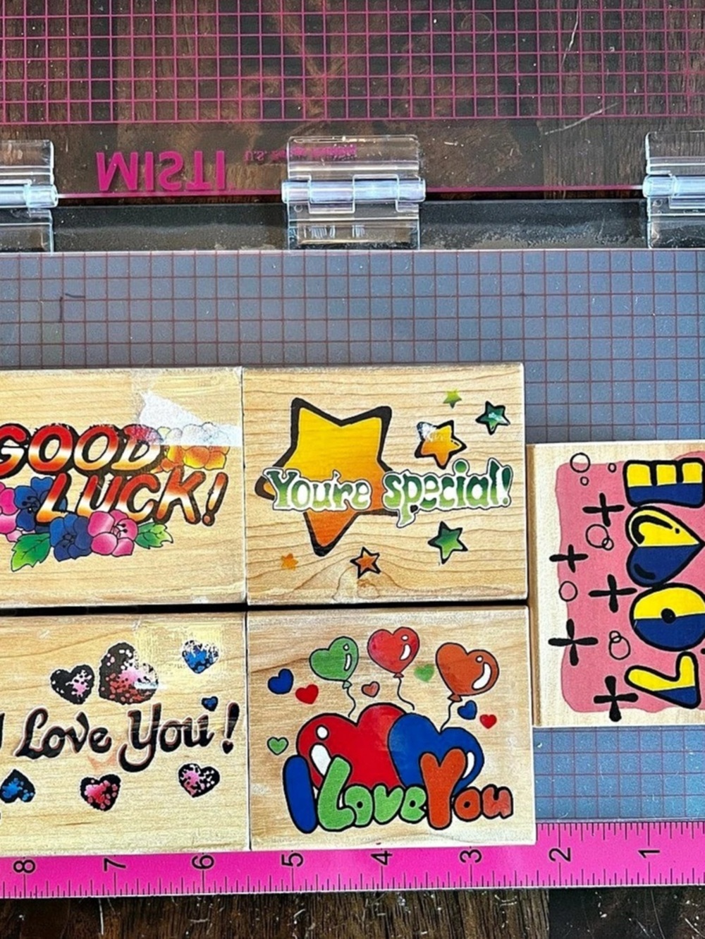 Wooden Valentine Rubber Stamp Set